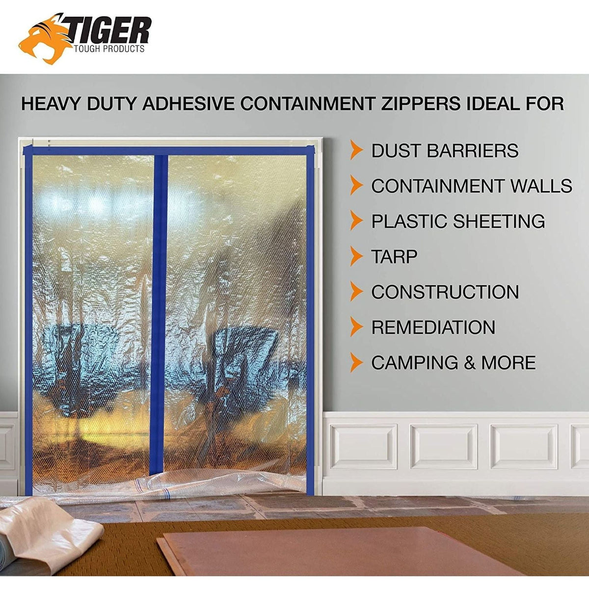 Heavy Duty Containment Zipper. Peel & Stick Double Sided (12 Pack) Misc