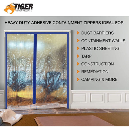 Heavy Duty Containment Zipper. Peel & Stick Double Sided (12 Pack) Misc
