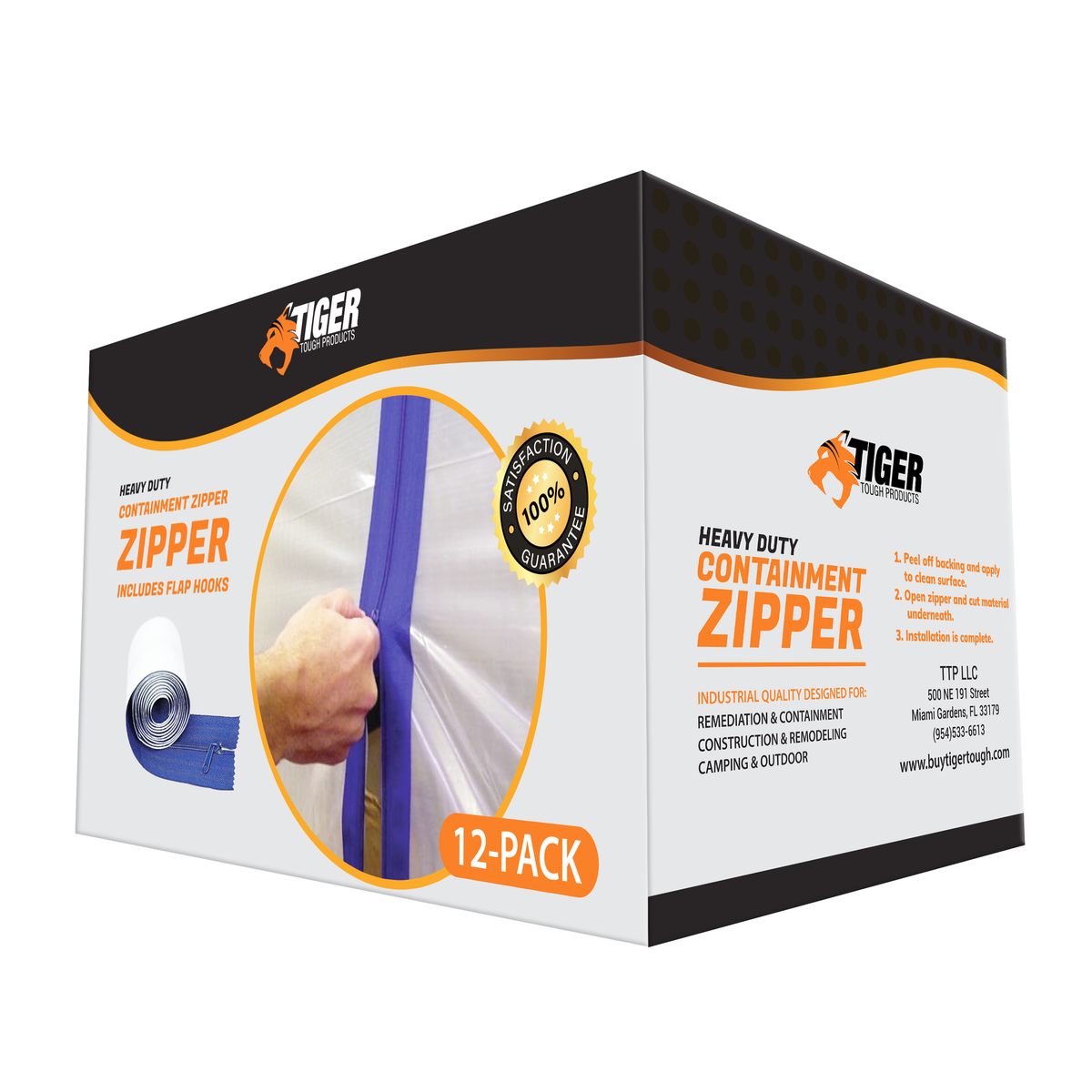 Heavy Duty Containment Zipper. Peel & Stick Double Sided (12 Pack) Misc