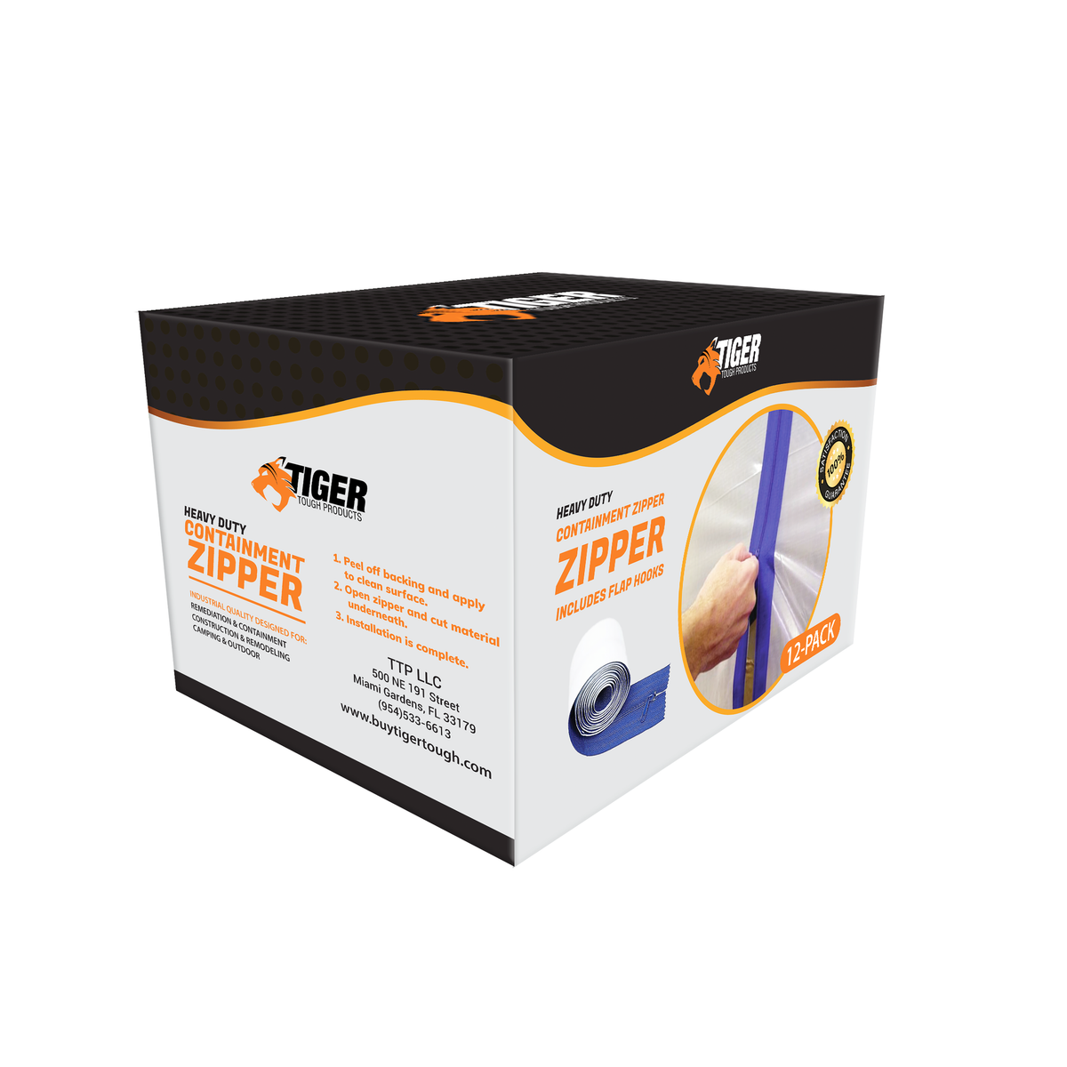 Heavy Duty Containment Zipper. Peel & Stick Double Sided (12 Pack) Misc