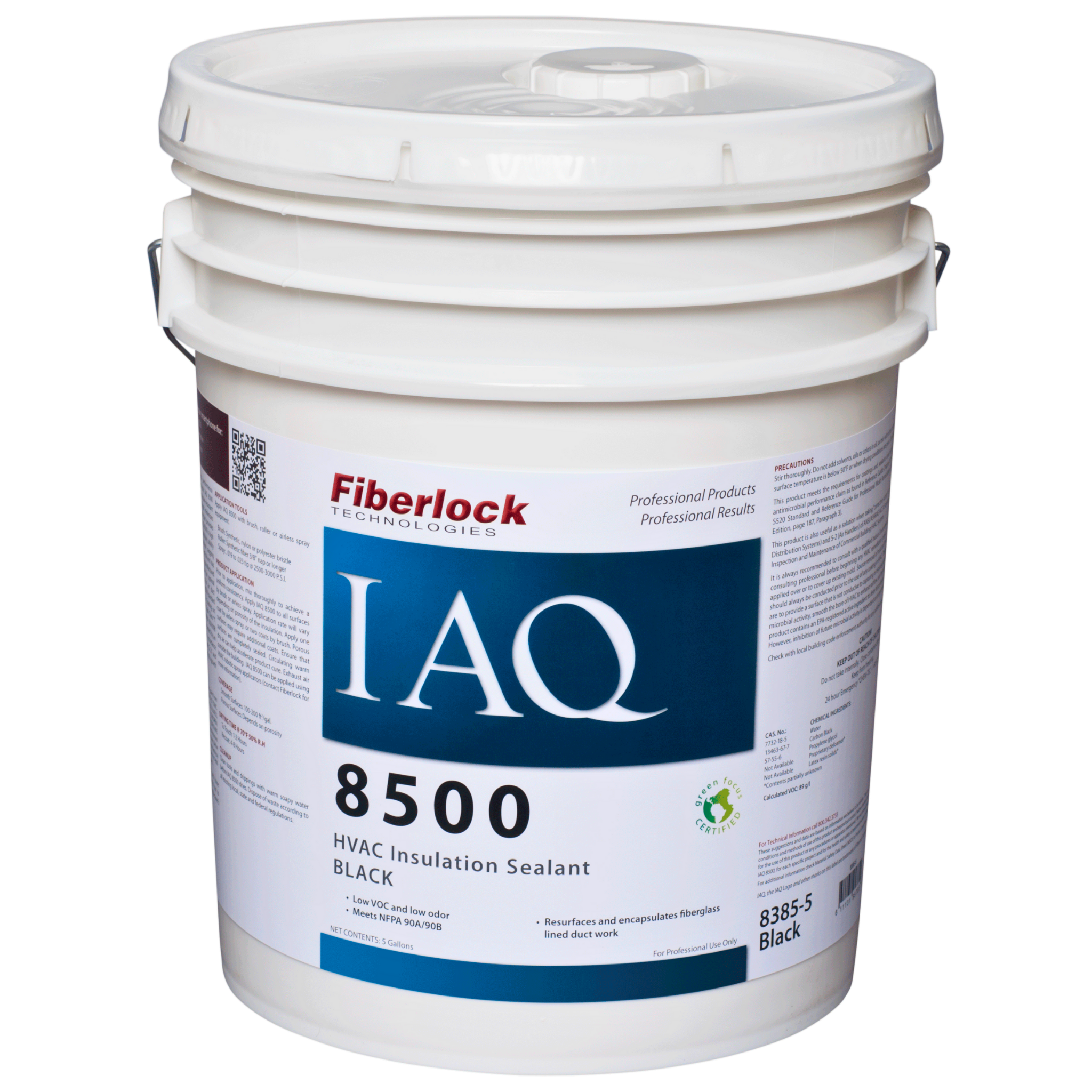 Fiberlock IAQ 8500 HVAC Insulation Coating, Black Sealer (5 gal) Misc