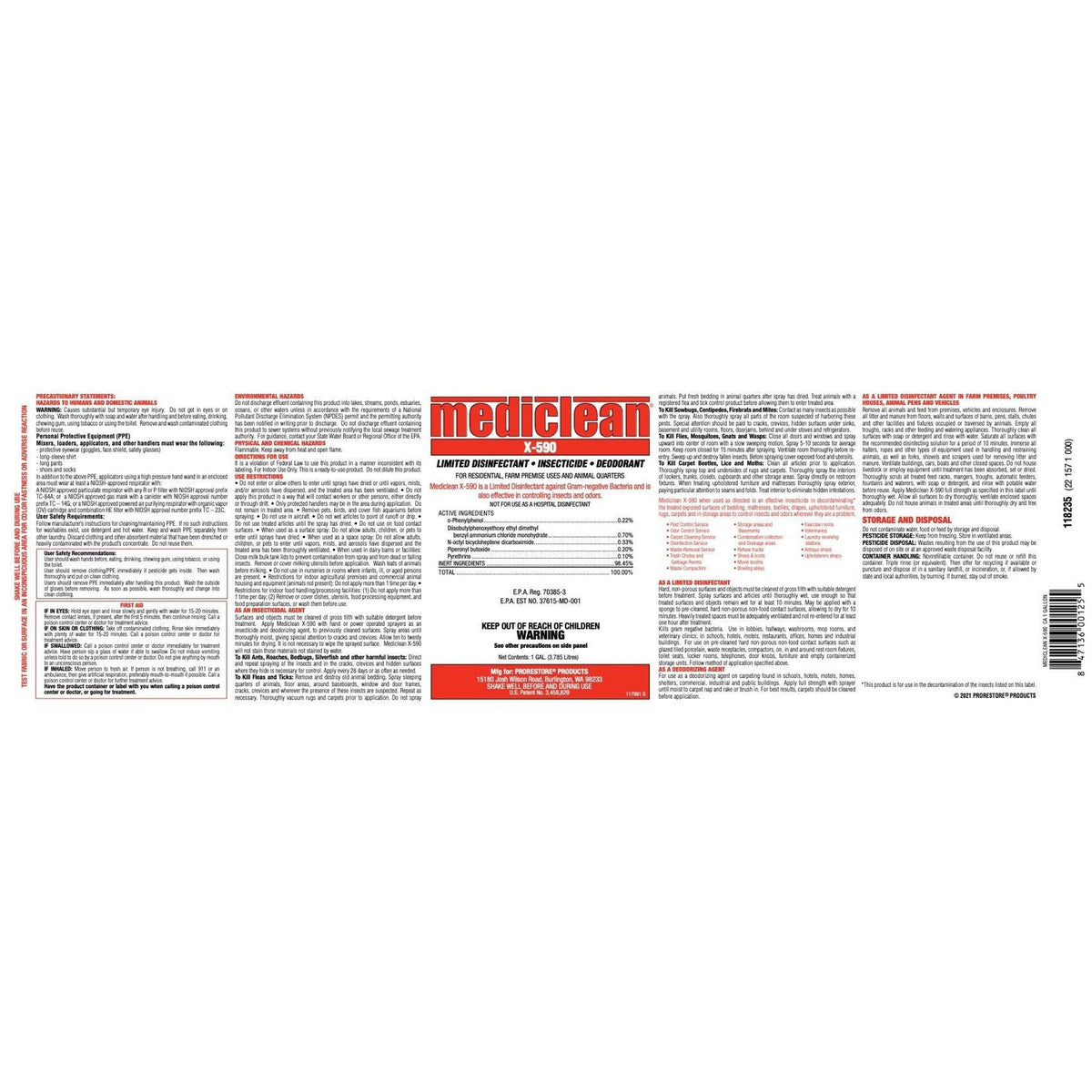 Mediclean, X-590 Institutional (1 gal) Misc 1 gal,4 gal