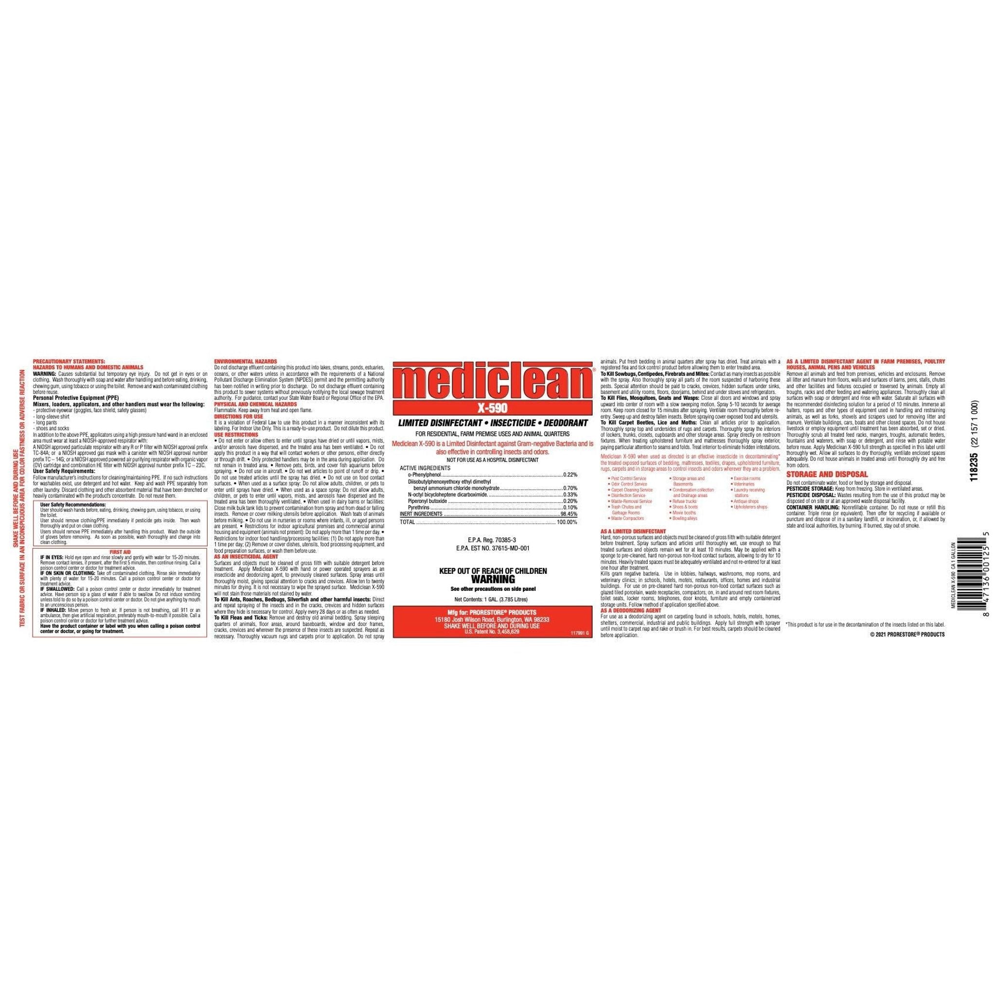 Mediclean, X-590 Institutional (1 gal) Misc 1 gal,4 gal