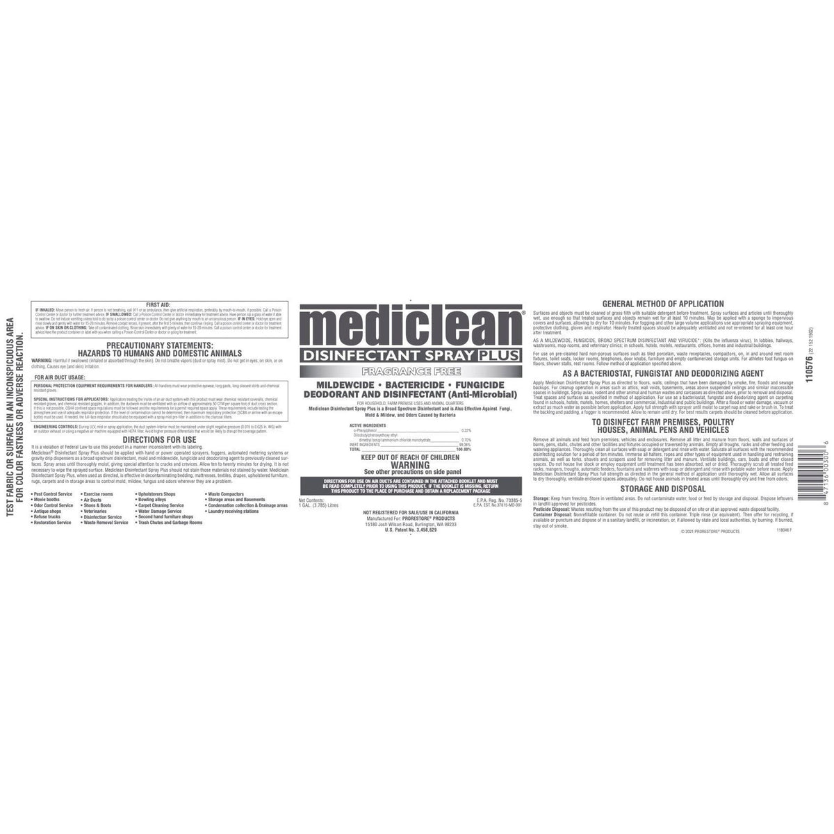 Mediclean, Disinfectant Spray Plus Microban, Frag Free (1 gal) Misc 1 gal,4 gal