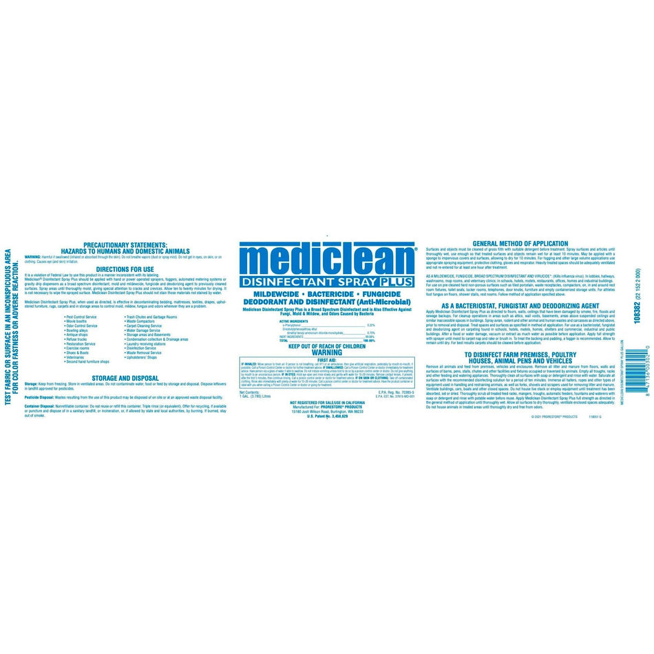 MediClean® Disinfectant Spray Plus Misc 4 gal,1 gal