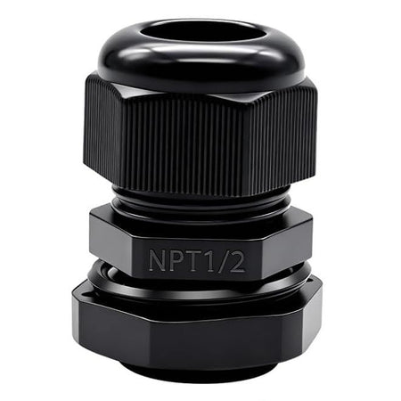 Nylon Cable Glands 1/2" NPT, Waterproof Adjustable Diameter 6-12mm Cable Connectors, Plastic Cable Gland Joints with Gaskets 1/2 NPT-BK Dehumidifier Parts