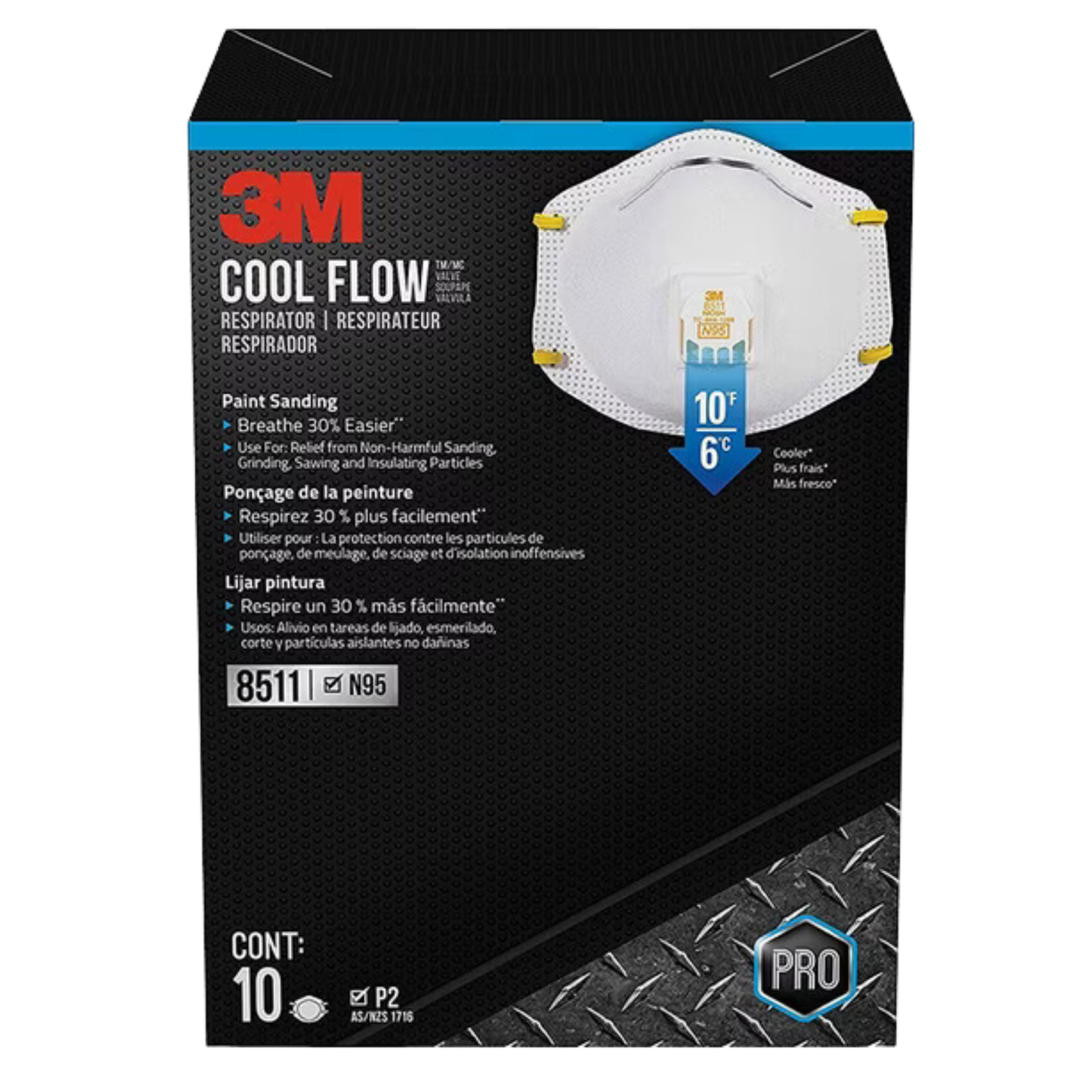 3M Cool Flow™ Valve Particulate Respirator 8511 Box (10ct),Case(8box)