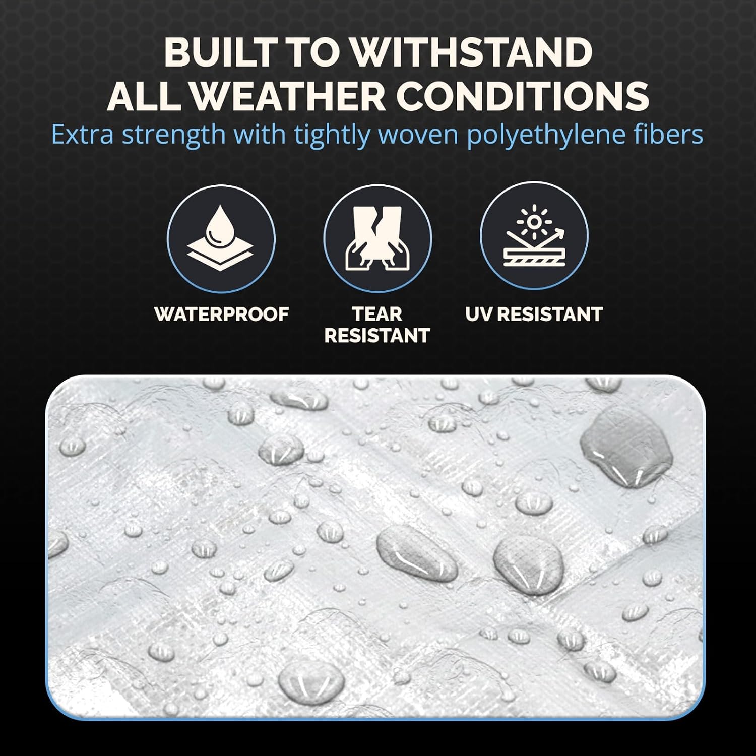 40x60 Heavy Duty High Durability 12 Mil White Waterproof Tarp, Tear and UV Resistant Tarpaulin, Multipurpose Protective Outdoor Cover with Reinforced Edges for Construction, Camping, Shelter, Patio, Car, Boat Supplies