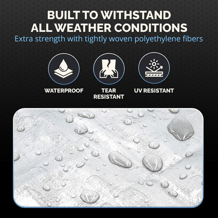 40x60 Heavy Duty High Durability 12 Mil White Waterproof Tarp, Tear and UV Resistant Tarpaulin, Multipurpose Protective Outdoor Cover with Reinforced Edges for Construction, Camping, Shelter, Patio, Car, Boat Supplies