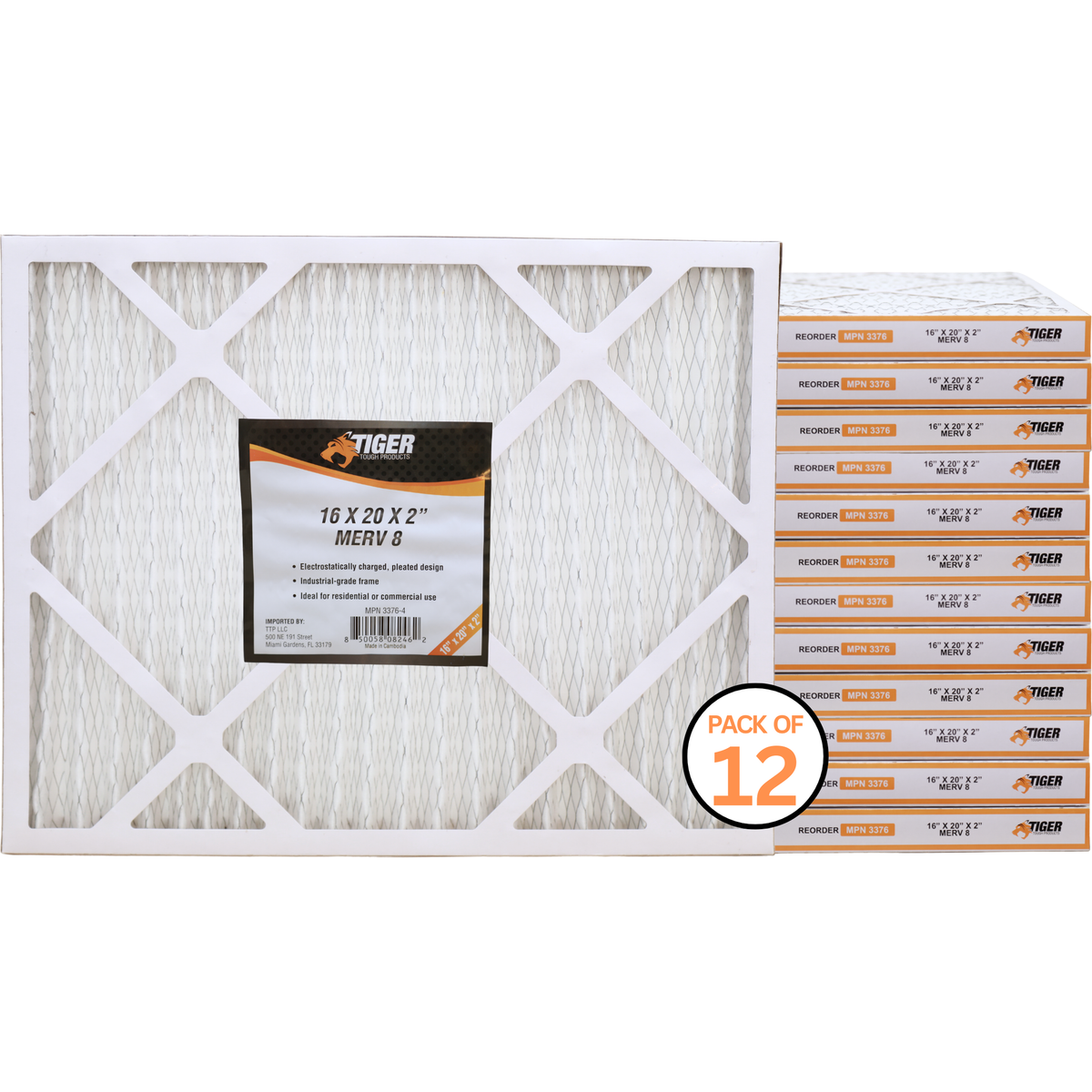 16 in. x 20 in. x 2 in. MERV 8 Pleated Filter Filter 4,8