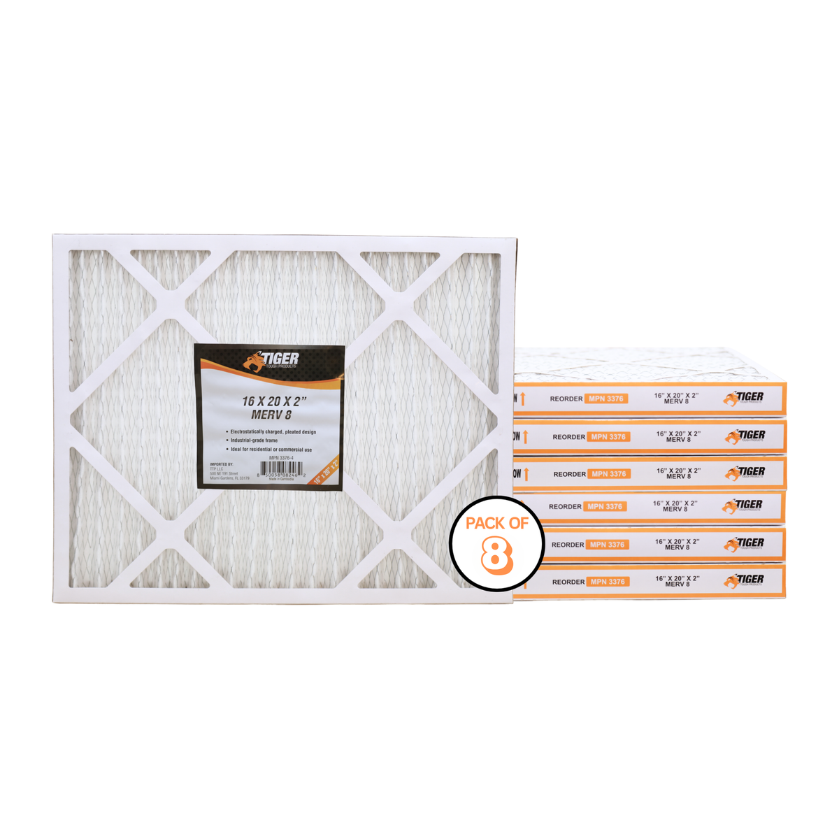 16 in. x 20 in. x 2 in. MERV 8 Pleated Filter Filter 8