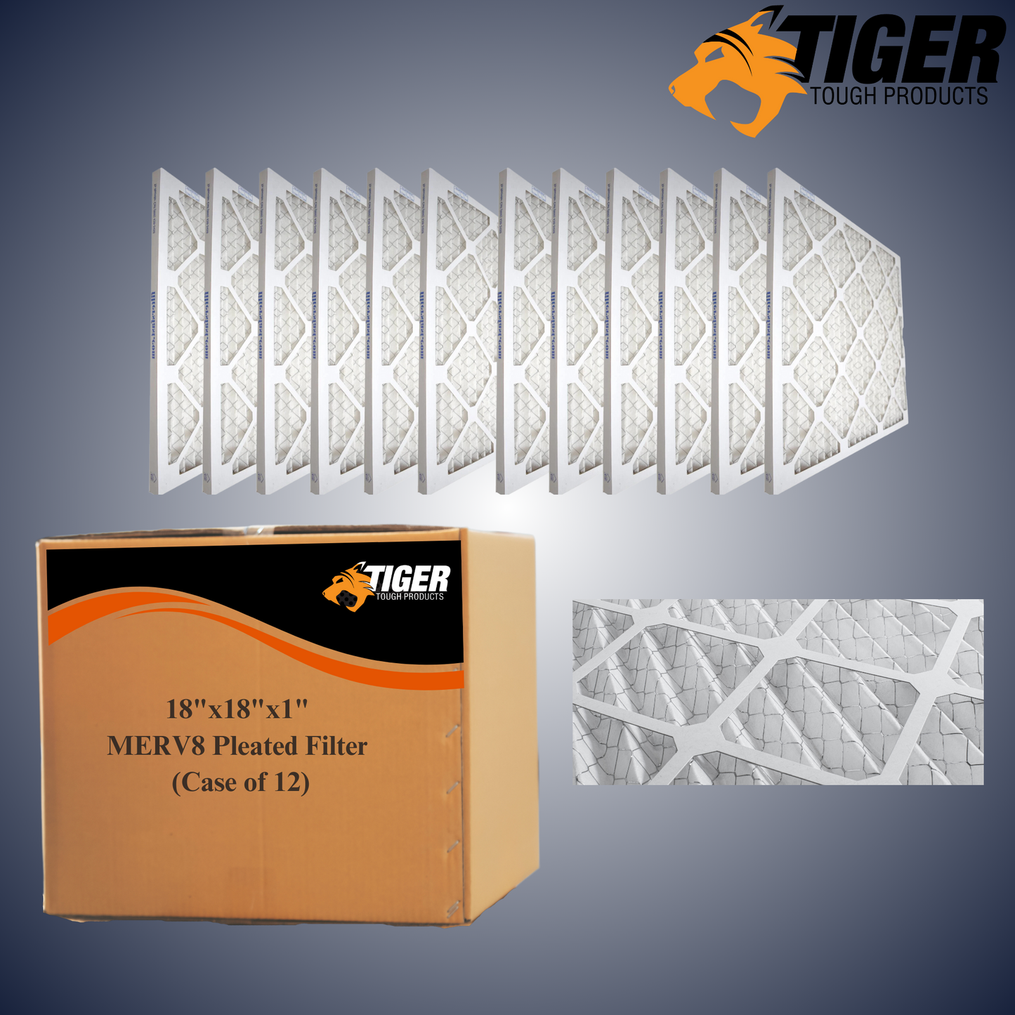MERV 8 Pleated Filter 18x18x1 in (12 Pack) Misc