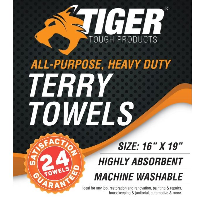 All Purpose Terry Towels, Versatile Cleaning Essentials 16x19 in. (24 Pack) Misc