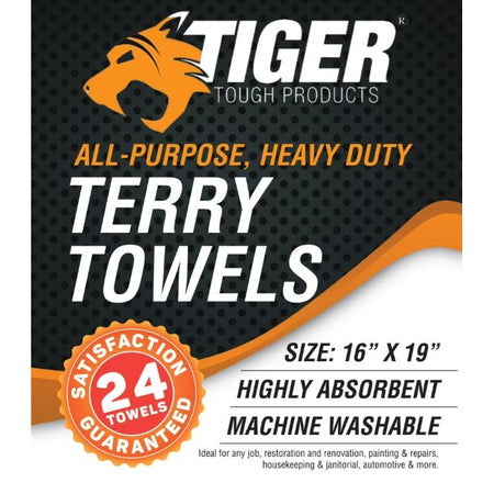 All Purpose Terry Towels, Versatile Cleaning Essentials 16x19 in. (24 Pack) Misc