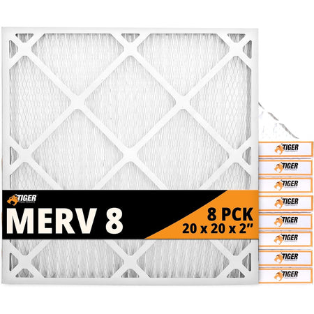 20x20x2 Air Filter MERV 8 MPR 600-800, High-Performance Pleated HVAC AC Furnace Filter Replacement for Home, (Pack of 8) Filter