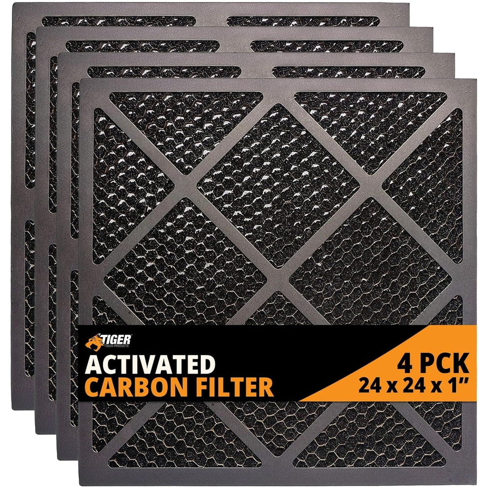 HEPA 500 Activated Carbon Filter – Replacement Air Purifier Filter for Air Scrubbers, Odor Removal & VOC Control – Compatible with HEPA Air Purifiers & Home Air Filters 24x24x1 (Pack of 4)
