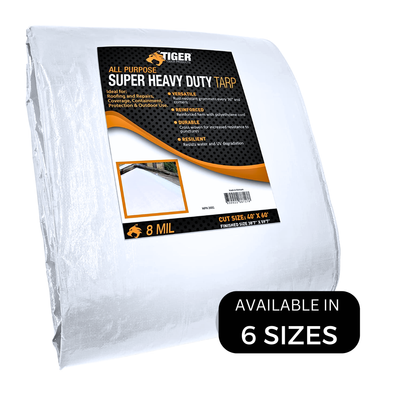 Heavy Duty 8 MIL White Tarp. All Purpose, Durable and Industrial Strength Tarp Misc 16'x20',20'x30',30'x50',40'x60'