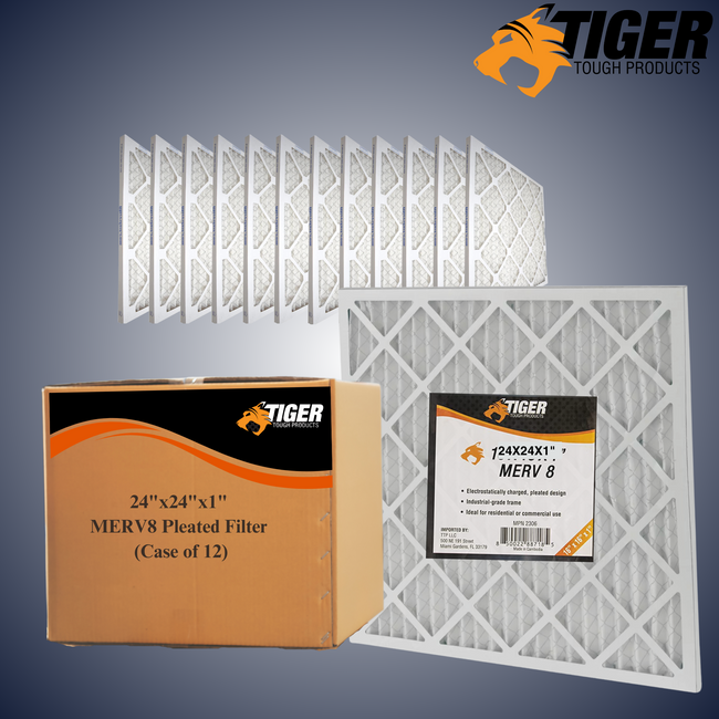 MERV 8 Pleated Filters 24x24x1 in(12 Pack) Misc