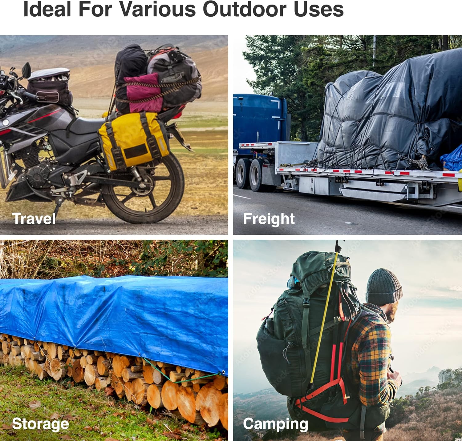 15 Piece Bungee Cord Assortment with Heavy Duty, Secure, Flexible & Weatherproof Bungees, Metal Hooks & Canopy Ties by Dry Gear Supplies