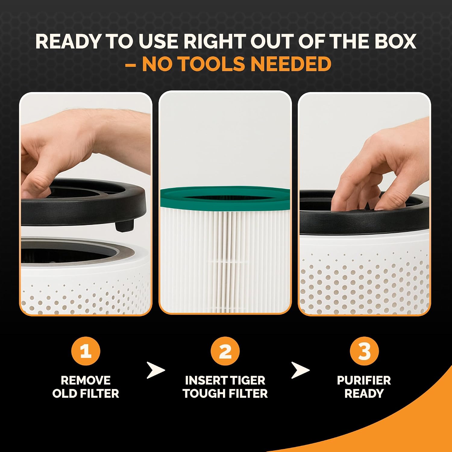 Tiger Tough Air Purifier Filter Replacement - Compatible with Dyson Pure Hot Cool HP01 HP02 - HEPA Filter for Dyson Desk Fan DP01 DP02, Replaces Part 968125-03 Filter