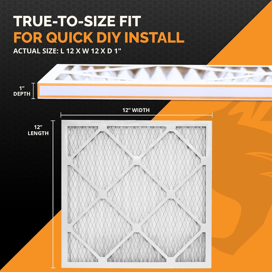 12x12x1 Air Filter MERV 8 MPR 600-800, High-Performance Pleated HVAC AC Furnace Filter Replacement for Home, (Pack of 12)