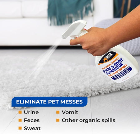 Products Pet Stain and Odor Remover - Enzyme Cleaner for Home & Professional Use, Stain Dissolver for Carpet, Upholstery, & More - Dog & Cat Urine, Feces, Vomit Eliminator, 32 Ounce Spray