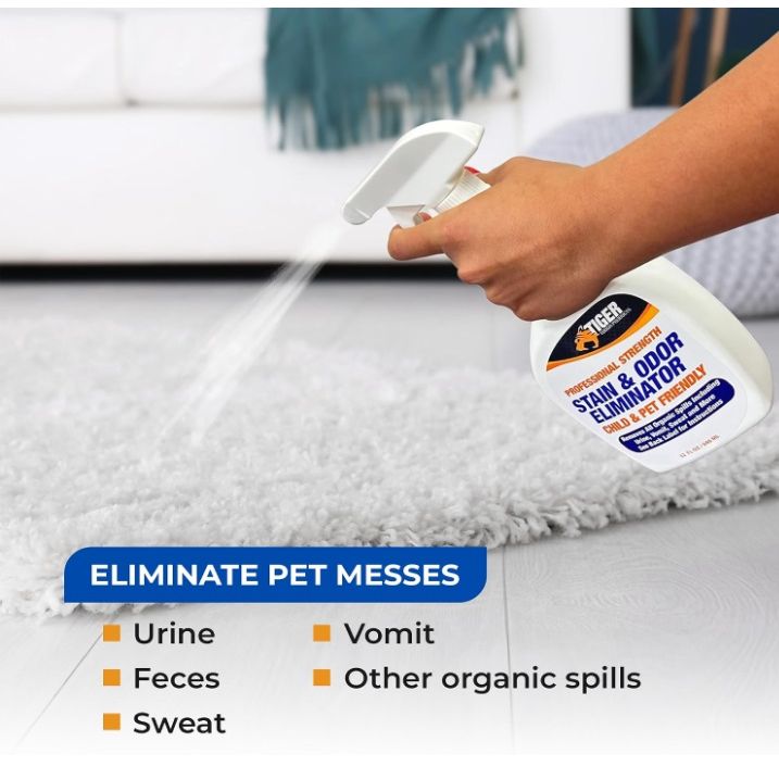 Products Pet Stain and Odor Remover - Enzyme Cleaner for Home & Professional Use, Stain Dissolver for Carpet, Upholstery, & More - Dog & Cat Urine, Feces, Vomit Eliminator, 32 Ounce Spray