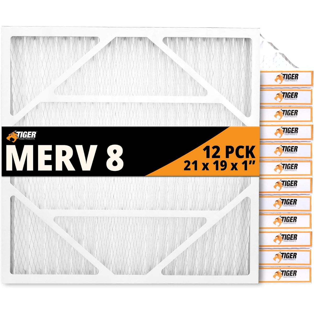 21x19x1 Air Filter MERV 8 MPR 600-800, High-Performance Pleated HVAC AC Furnace Filter Replacement for Home, (Pack of 12) Filter
