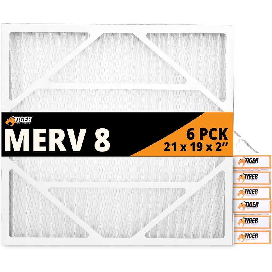 21x19x2 MERV 8 MPR 600-800 Pleated Air Filter for HEPA 700 Air Scrubber HVAC AC Furnace Filter Replacement (Pack of 6)