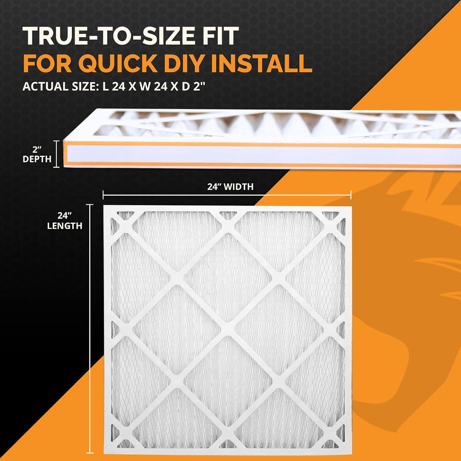 24x24x2 Air Filter MERV 8 MPR 600-800, High-Performance Pleated HVAC AC Furnace Filter Replacement for Home, (Pack of 8) Filter
