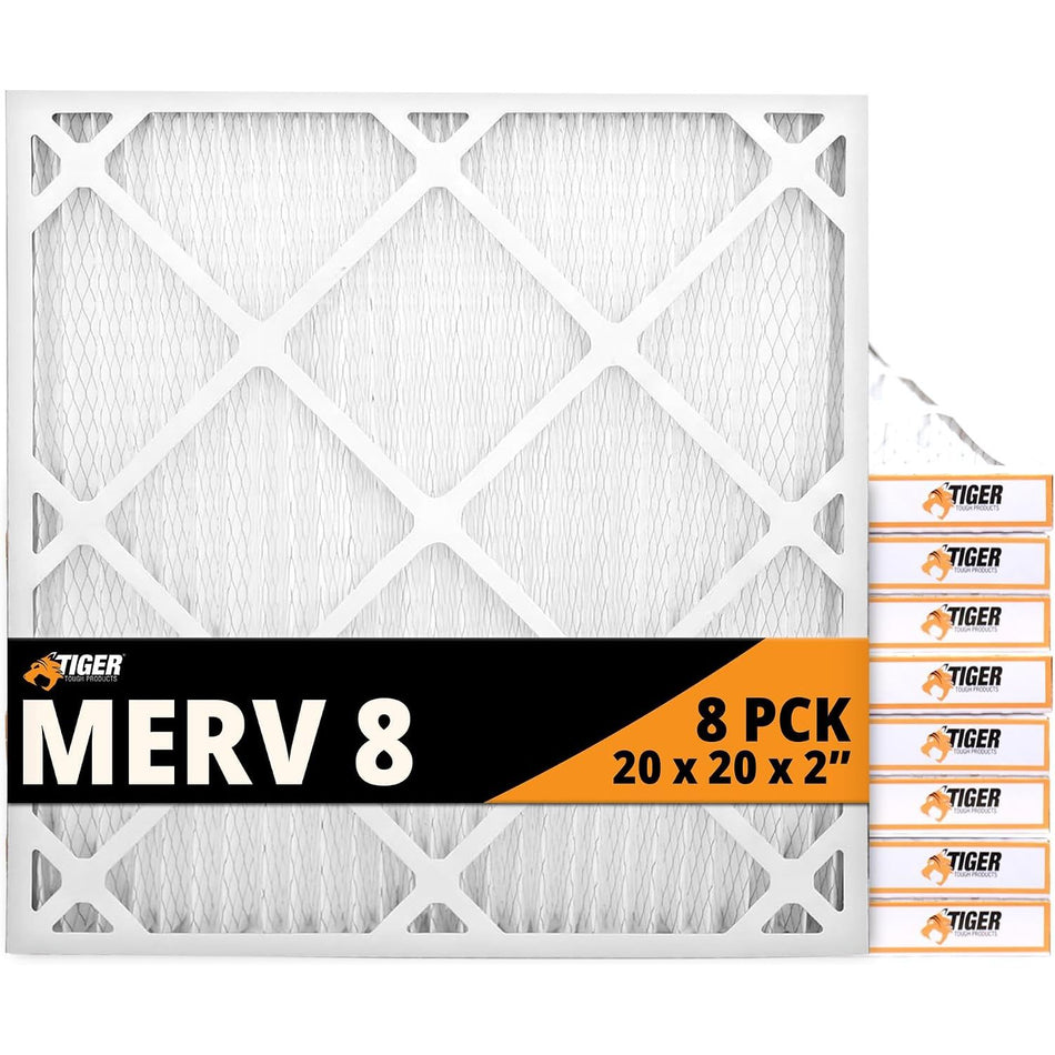 20x20x2 Air Filter MERV 8 MPR 600-800, High-Performance Pleated HVAC AC Furnace Filter Replacement for Home, (Pack of 8) Filter