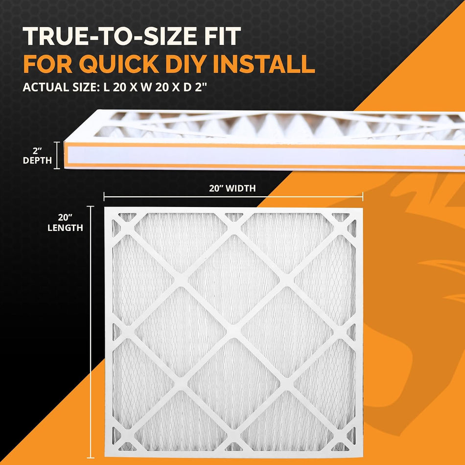 20x20x2 Air Filter MERV 8 MPR 600-800, High-Performance Pleated HVAC AC Furnace Filter Replacement for Home, (Pack of 8) Filter