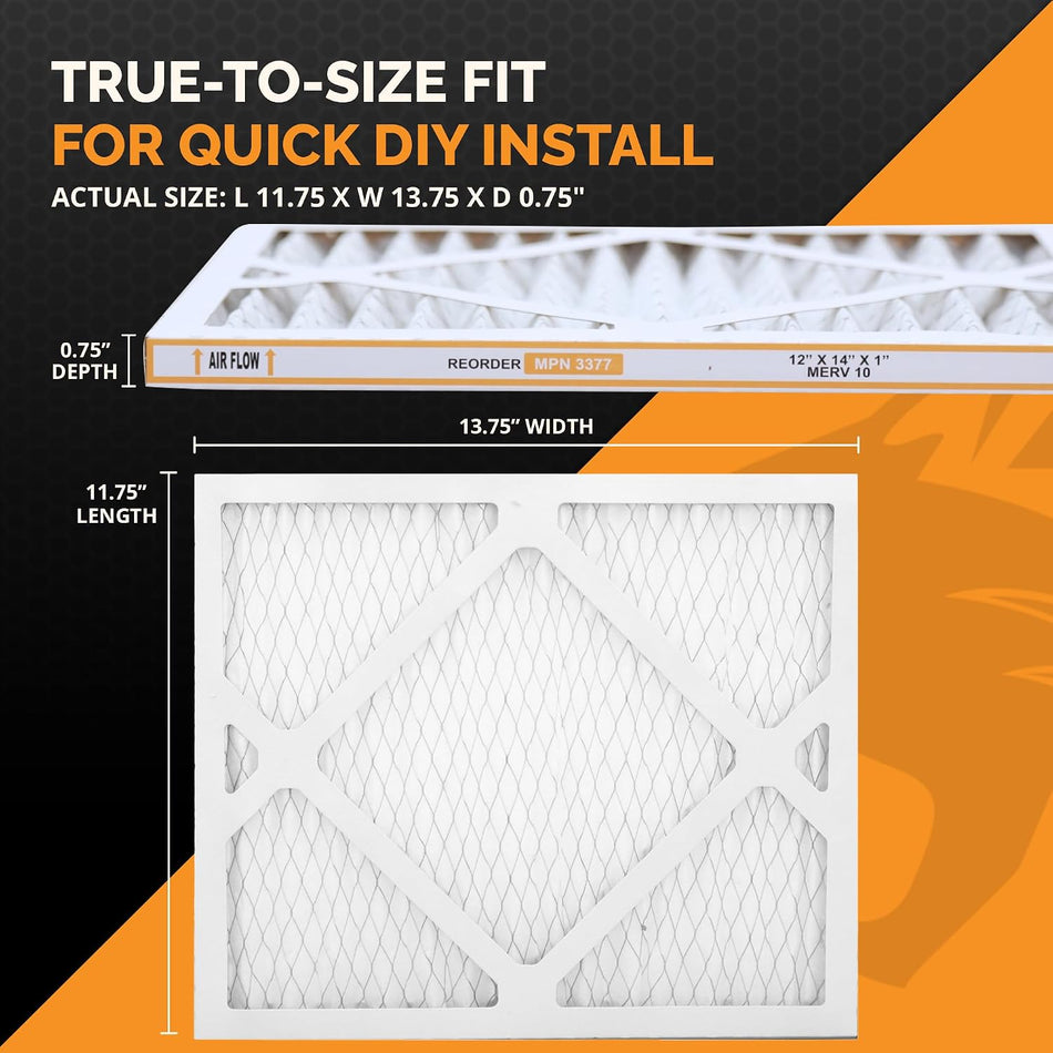 12x14x1 MERV 10 Air Filters – MPR 1000 Pleated HVAC AC Furnace Filter Replacement for Home, (Pack of 12)