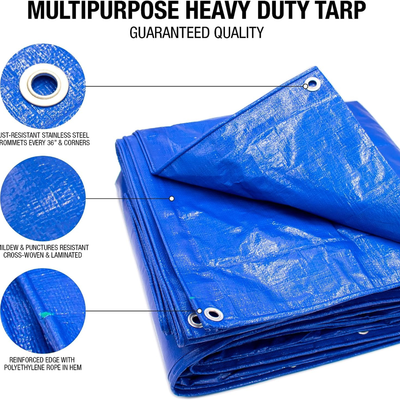 Heavy Duty 5 MIL Blue Tarp. All Purpose, Durable and Industrial Strength Tarp Misc 10x18,20x16,20x20,20x30,30x40,30x50,40x60