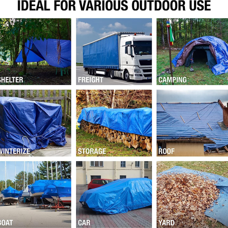 Heavy Duty 5 MIL Blue Tarp. All Purpose, Durable and Industrial Strength Tarp Misc 10x18,20x16,20x20,20x30,30x40,30x50,40x60