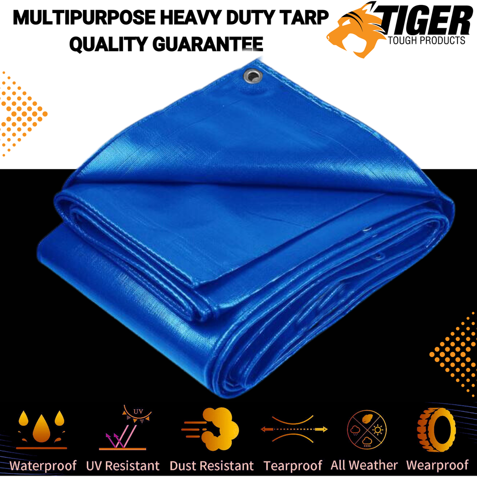 Heavy Duty 6 MIL Blue Tarp. All Purpose, Durable and Industrial Strength Tarp Misc 16'x20',20'x20',20'x30',30'x40',30'x50',40'x60'