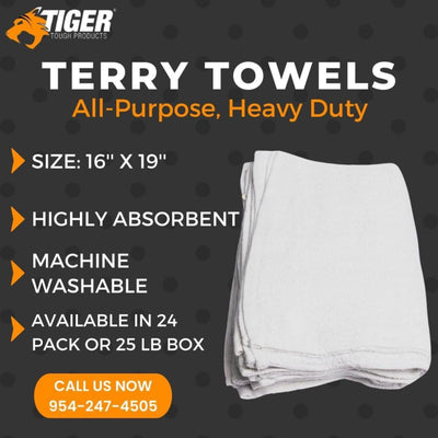 All Purpose Terry Towels, Versatile Cleaning Essentials 16x19 in. (24 Pack) Misc
