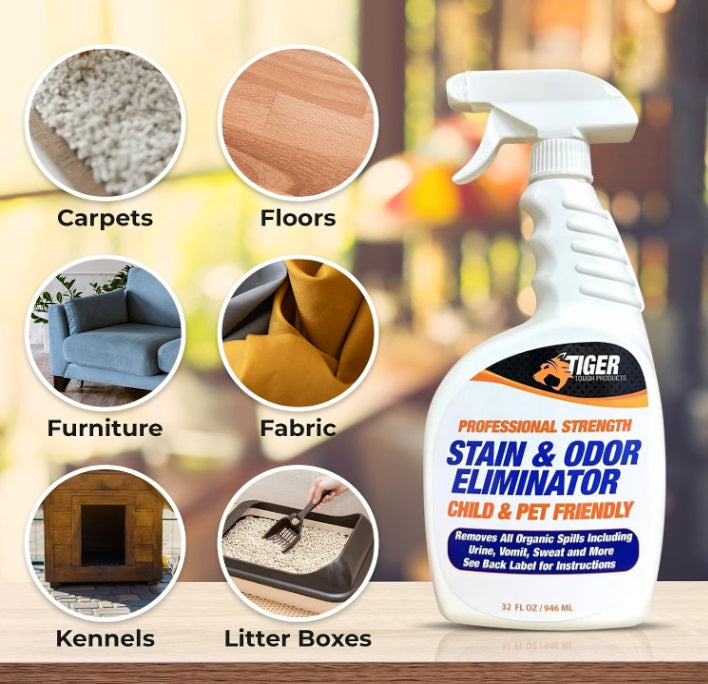 Products Pet Stain and Odor Remover - Enzyme Cleaner for Home & Professional Use, Stain Dissolver for Carpet, Upholstery, & More - Dog & Cat Urine, Feces, Vomit Eliminator, 32 Ounce Spray