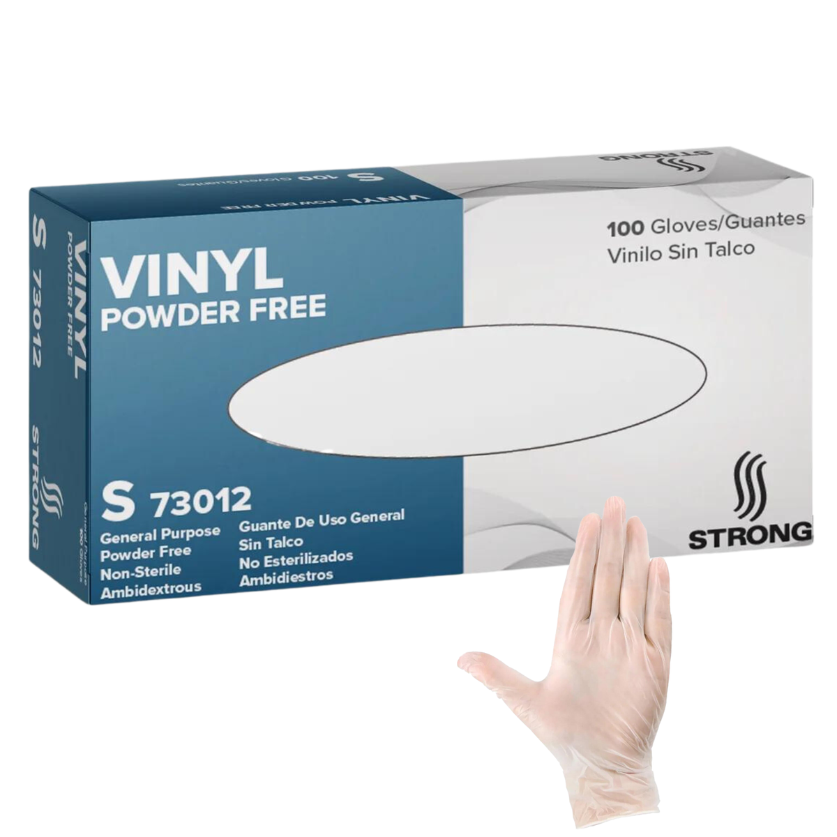 Strong Vinyl Gloves, General-Purpose Gloves, Powder Free (100ct) Misc S,S-Case of 10