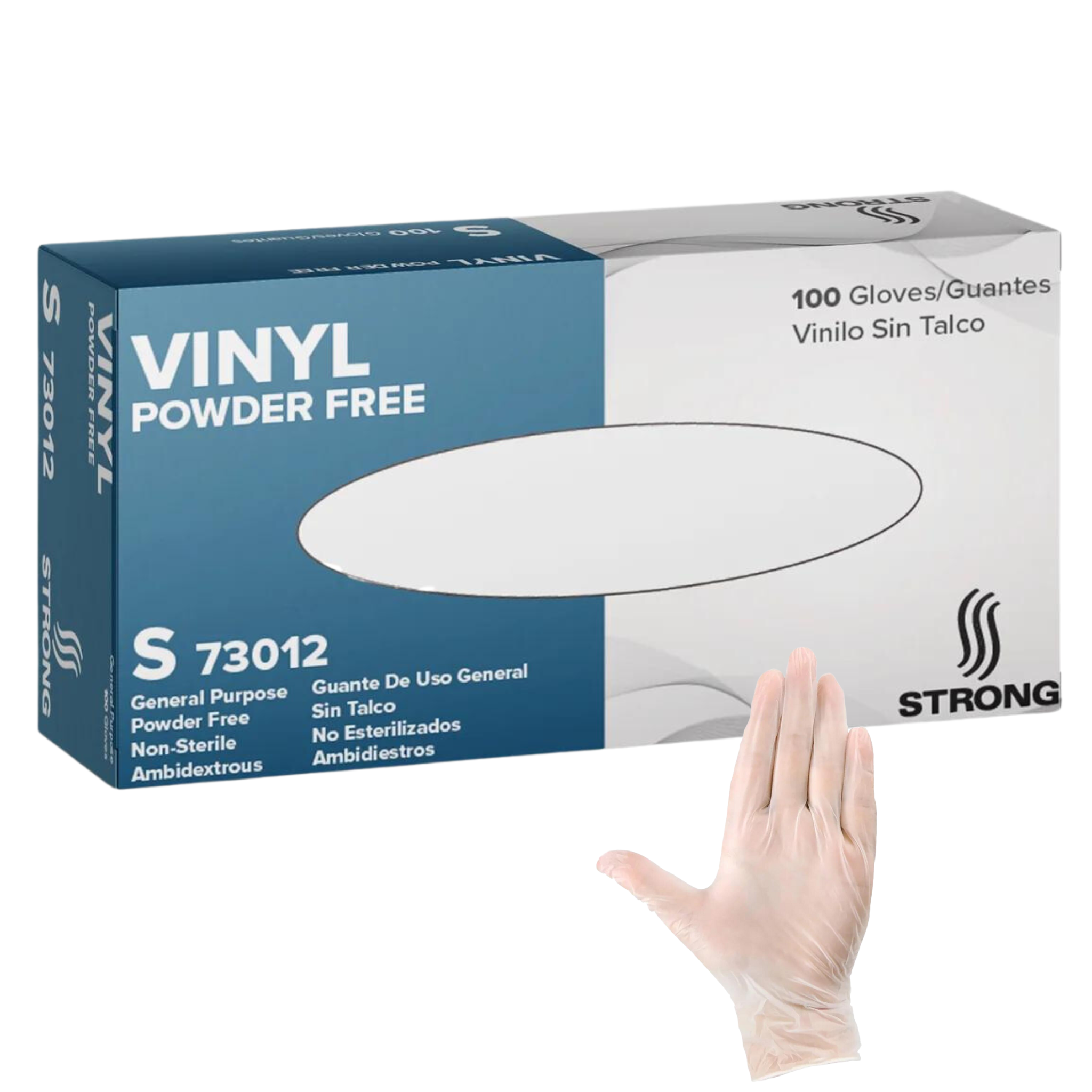 Strong Vinyl Gloves, General-Purpose Gloves, Powder Free (100ct) Misc S,S-Case of 10