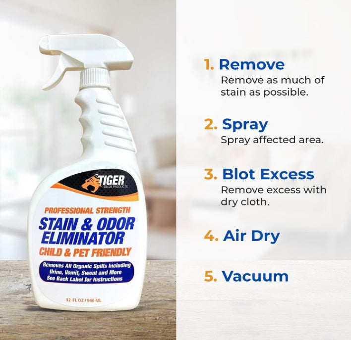 Products Pet Stain and Odor Remover - Enzyme Cleaner for Home & Professional Use, Stain Dissolver for Carpet, Upholstery, & More - Dog & Cat Urine, Feces, Vomit Eliminator, 32 Ounce Spray