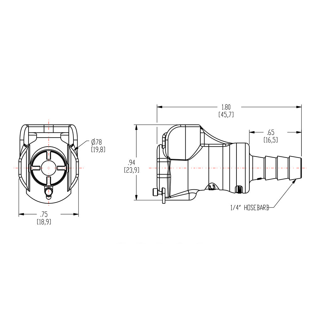 1/4" In-Line Hose Barb PLC Series Acetal Body - Straight Thru Replacement Part