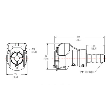 1/4" In-Line Hose Barb PLC Series Acetal Body - Straight Thru Replacement Part