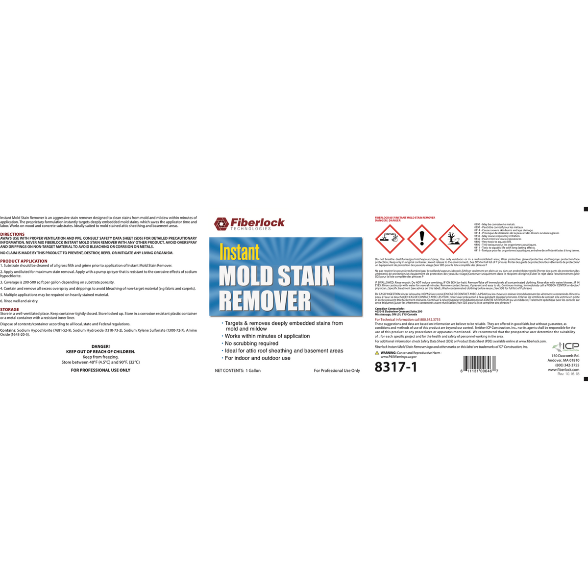 Fiberlock Instant Stain Remover Misc 1 gal,4 gal
