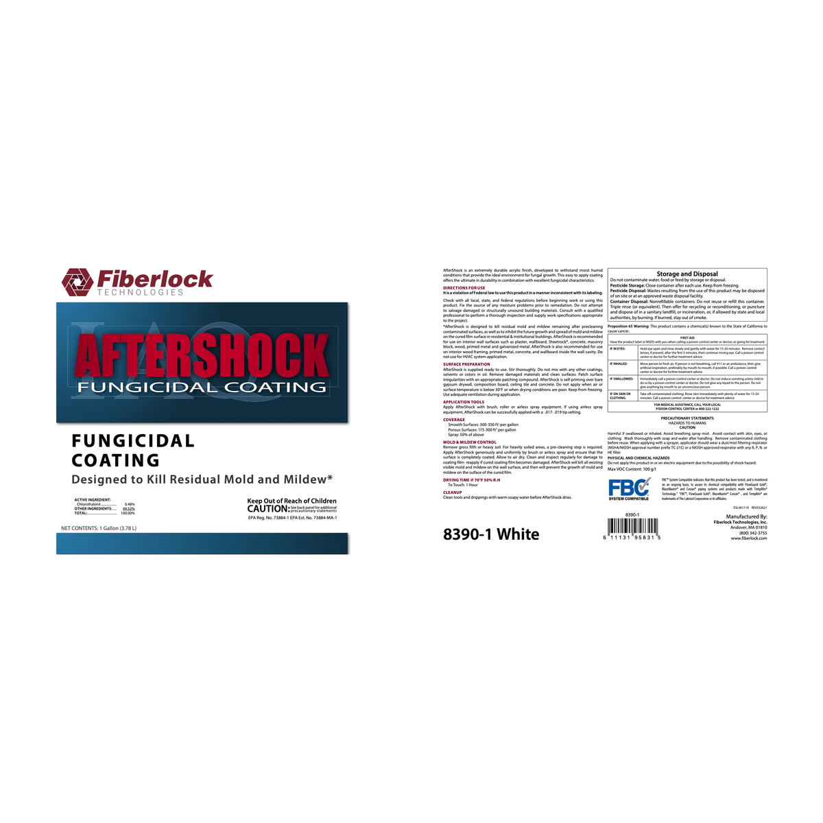 Fiberlock AfterShock Fungicidal Coating Misc 1 gal,4 gal,5 gal
