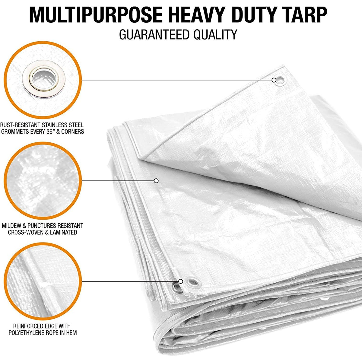 40 x 60 8 MIL Tiger Tough Heavy-Duty White Poly Tarp Tarp