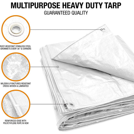 40 x 60 8 MIL Tiger Tough Heavy-Duty White Poly Tarp Tarp