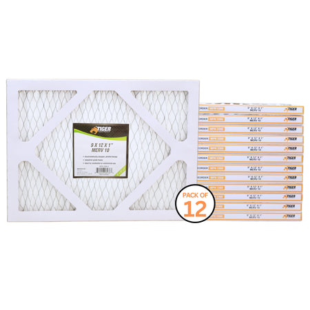 9 in. x 12 in. 1 in. MERV 10  A/C Filter Standard Pleated Filter 12
