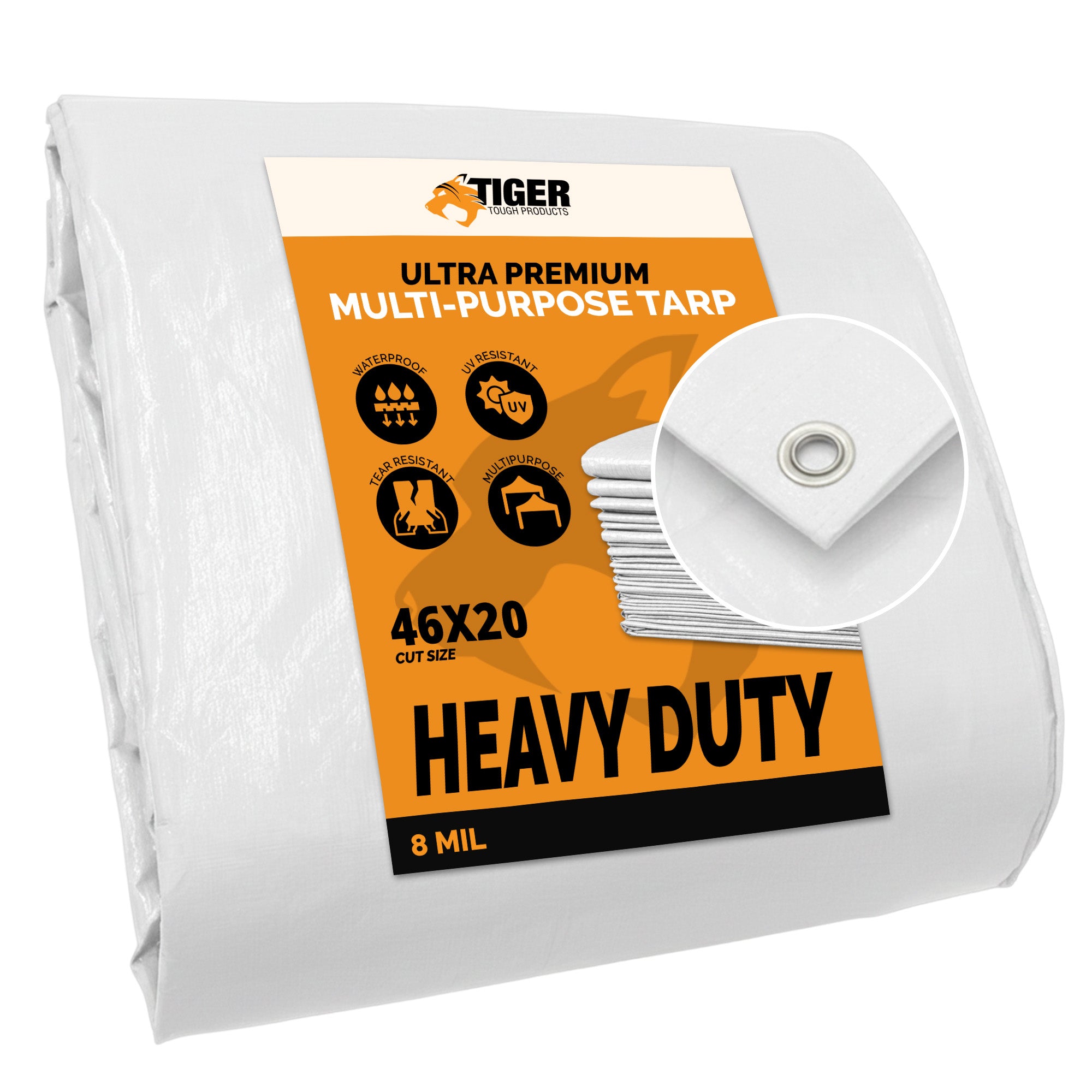 Heavy Duty 8 MIL White Tarp. All Purpose, Durable and Industrial Strength Tarp Tarp 40'x60'