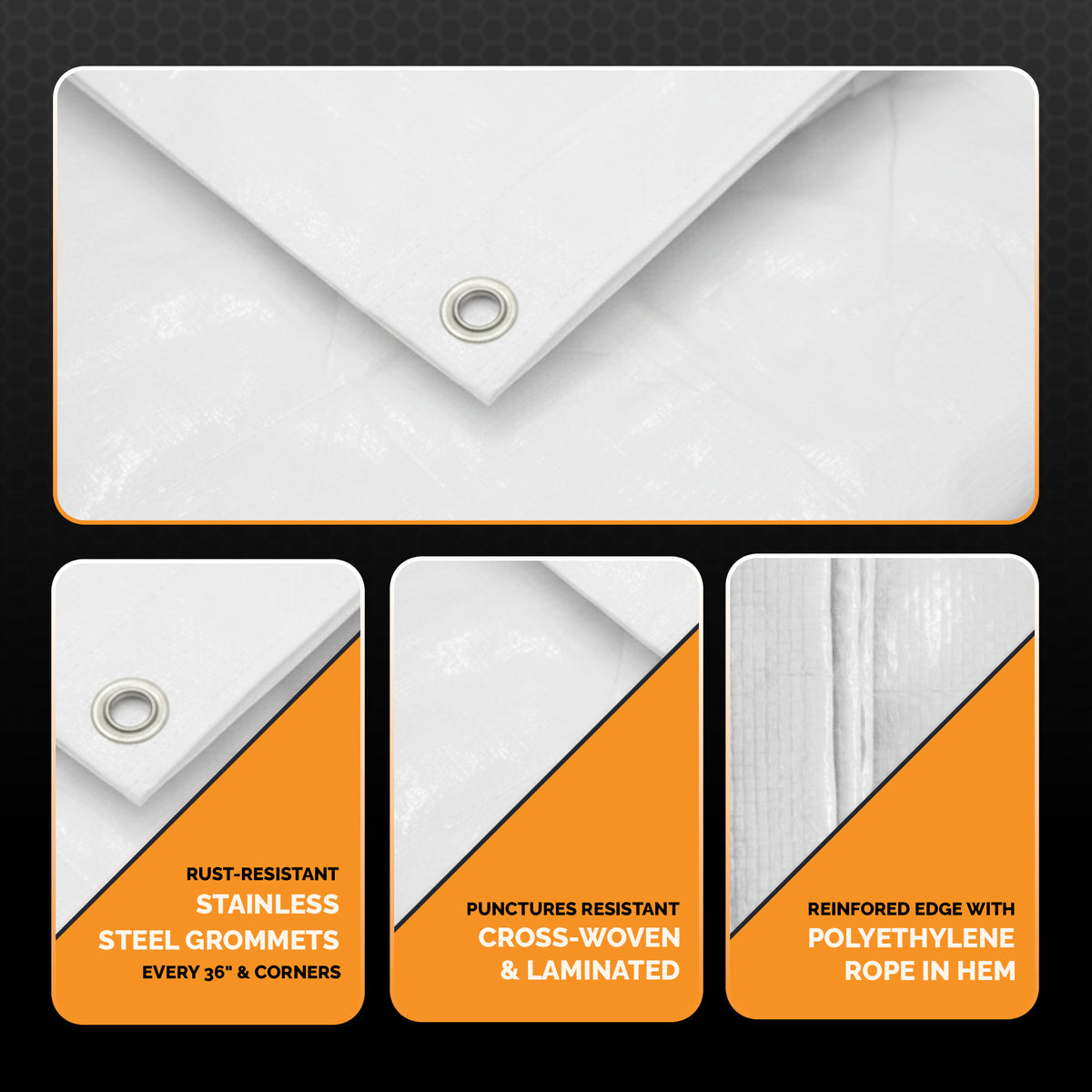 Heavy Duty 8 MIL White Tarp. All Purpose, Durable and Industrial Strength Tarp Tarp 16'x20',20'x30',30'x50',40'x60'